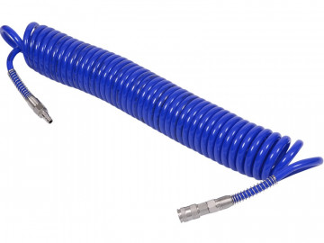 Шланг пневматический спиральный высокого давления 10х15 мм, 15 м, полиуретановый, фитинги МАСТАК 680-10115SQ