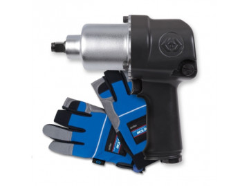 Гайковерт пневматический ударный 1/2&quot, 678 Нм, в комплекте перчатки антивибрационные KING TONY P33411-040E