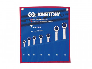 Набор комбинированных трещоточных ключей, 8-19 мм, 7 предметов KING TONY 12107MRN01