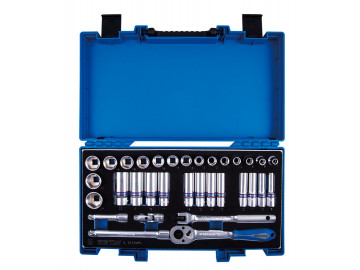 Набор торцевых головок с принадлежностями 3/8, шест-е, 7-24 мм, 33 пр. KING TONY 3533MRV