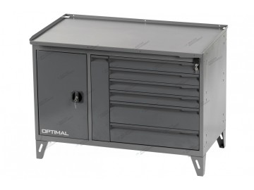 Верстак слесарный двухтумбовый, 7 серых ящиков (ral 7012/7015) nordberg nw217 7012/7015