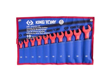 Набор рожковых диэлектрических ключей, 10-22 мм, чехол из теторона, 10 предметов king tony 12fve10mrn